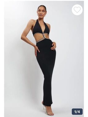 MESHKI NICHA DIAMANTE CUT OUT MAXI DRESS BLACK
